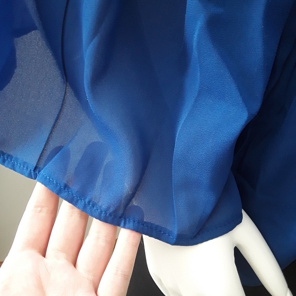 Emberelle West | Royal Blue Off Shoulder Blouse - Picture 5 of 8